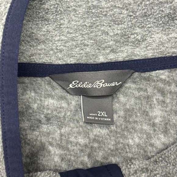 Eddie Bauer Heather Gray Mens 2XL 1/4 Snap Hiking Pullover Fleece Jacket EUC - Picture 4 of 10
